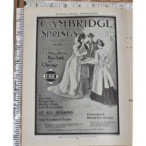 1904 Erie Railroad Cambridge Springs Pennsylvania Vintage Print Ad 1900s Travel‎
